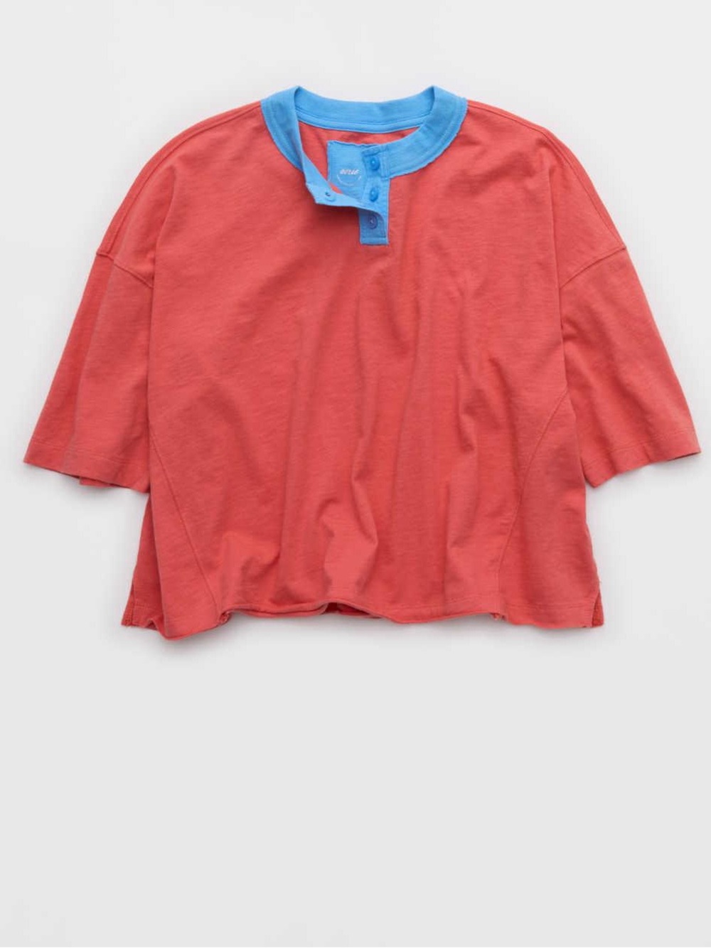 Aerie Remix Henley Cropped Tshirt